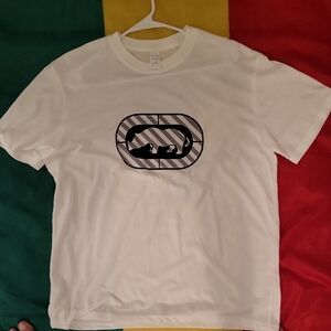 White Graphic Tee with Black Design